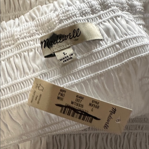 Madewell Poplin Crop Smocked Tank in White - Picture 8 of 8